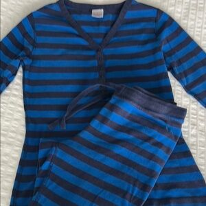 Hanna Andersson Striped Blue Pajamas Girl/ Woman Sz Small